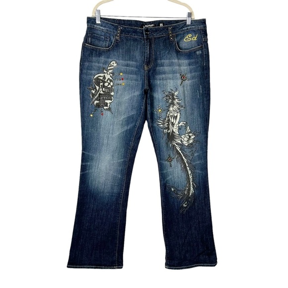Ed Hardy Y2K Bootcut Jeans Women’s Size 18 - Picture 1 of 13